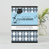 Groomsman要アーガイル求カード 招待状 (スタンド正面)