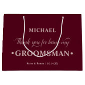 Groomsman パーソナライズされた Burgundyありがとう ラージペーパーバッグ (正面)