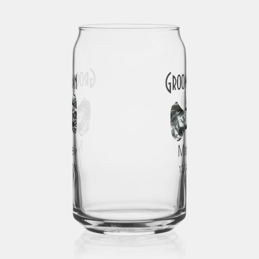 Groomsman add name date year gray collar bow文字 ガラス缶 (左)