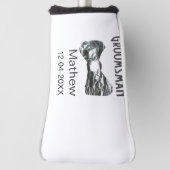 Groomsman add name date year gray collar bow文字 ゴルフヘッドカバー (回転90)