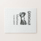 Groomsman add name date year gray collar bow文字 ジグソーパズル (横)