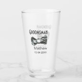 Groomsman add name date year gray collar bow文字 タンブラーグラス (裏面)