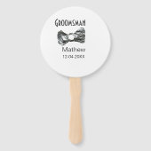 Groomsman add name date year gray collar bow文字 ハンドファン (裏面)