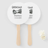 Groomsman add name date year gray collar bow文字 ハンドファン (正面&裏面)