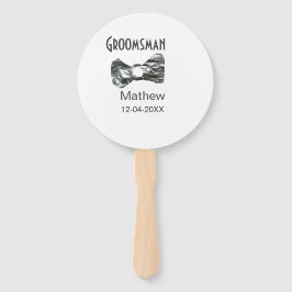 Groomsman add name date year gray collar bow文字 ハンドファン