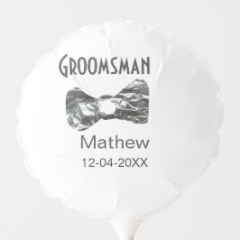 Groomsman add name date year gray collar bow文字 バルーン