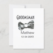 Groomsman add name date year gray collar bow文字