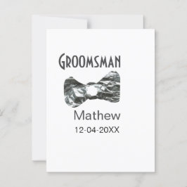 Groomsman add name date year gray collar bow文字 ポストカード
