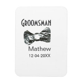 Groomsman add name date year gray collar bow文字 マグネット