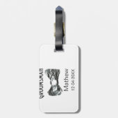 Groomsman add name date year gray collar bow文字 ラゲッジタグ (裏面縦)