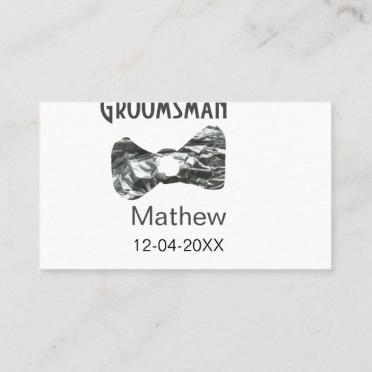 Groomsman add name date year gray collar bow文字 名刺 (裏面)