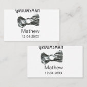 Groomsman add name date year gray collar bow文字 名刺 (正面/裏面)