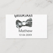Groomsman add name date year gray collar bow文字 名刺 (正面)