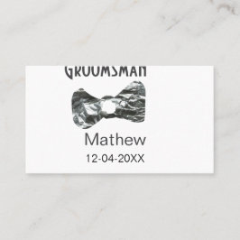 Groomsman add name date year gray collar bow文字 名刺