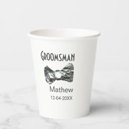 Groomsman add name date year gray collar bow文字 紙コップ