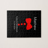 groomsman add name year black bow shirt tituxedo ジグソーパズル (横)