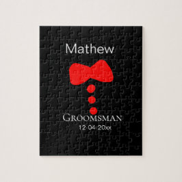 groomsman add name year black bow shirt tituxedo ジグソーパズル