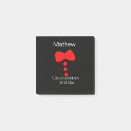 groomsman add name year black bow shirt tituxedo ポストイット