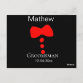 groomsman add name year black bow shirt tituxedo ポストカード (裏面)