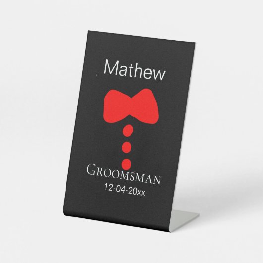 groomsman add name year black bow shirt tituxedo 台座サイン (正面)