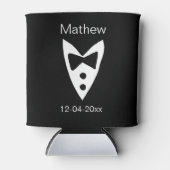 groomsman add name year black bow shirt tituxedo 缶クーラー (正面)