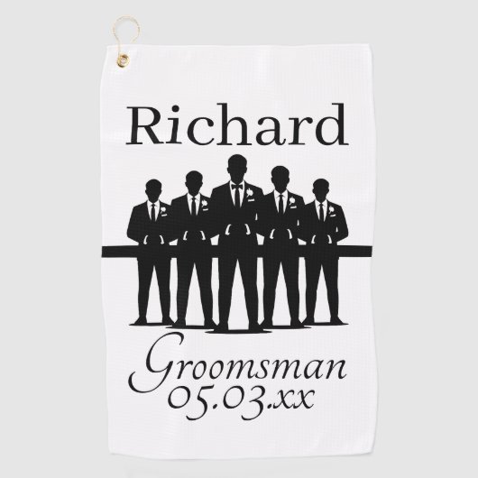 Groomsman Bachelor Party Squad Silhouette Name ゴルフタオル (正面)