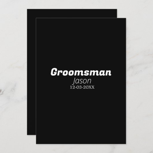 groomsman bachelorette party add name modern simpl 招待状 (正面/裏面)