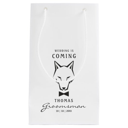 Groomsman Best Man Groom Wolf スモールペーパーバッグ (正面)