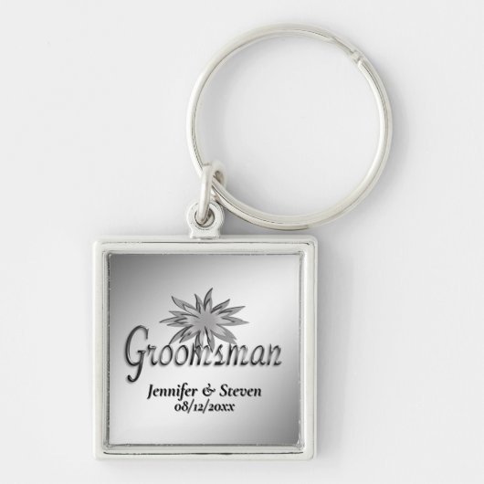 Groomsman Black and White Custom Keychains キーホルダー (正面)
