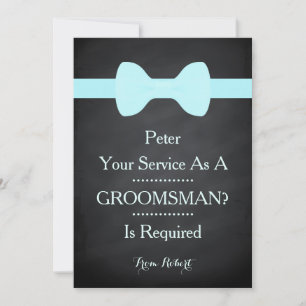 Groomsman Black Chalkboard Bowとしてのあなたのサービス 招待状