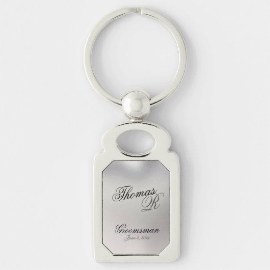 Groomsman Customizable Rectangle Keepsake Keychain キーホルダー (正面)
