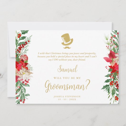 Groomsman Fancy Luxury Christmas Proposal Card (正面)