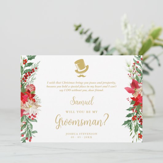 Groomsman Fancy Luxury Christmas Proposal Card (スタンド正面)