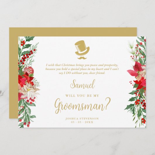 Groomsman Fancy Luxury Christmas Proposal Card (正面/裏面)