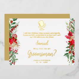 Groomsman Fancy Luxury Christmas Proposal Card 箔招待状