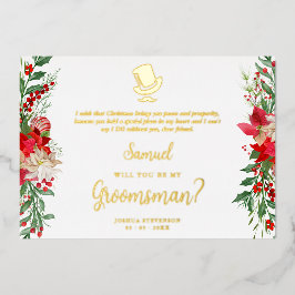 Groomsman Fancy Luxury Christmas Proposal Card 箔招待状