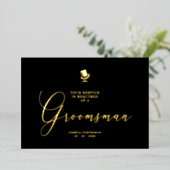 Groomsman Funny Wedding Minimalist Proposal Golden 箔招待状 (立ち正面)
