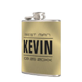 Groomsman Gift – メタリックフェイク金ゴールドテクスチャ フラスク (左)