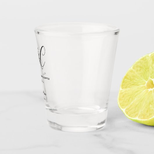 Groomsman Gift Monogram Initials Wedding Minimal ショットグラス (右)