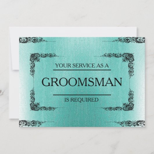 Groomsman Greenとしてサービスが要求されました 招待状 (正面)