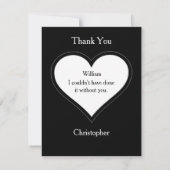 Groomsman Monogram +名前クラシックスクリプトクール サンキューカード (裏面)