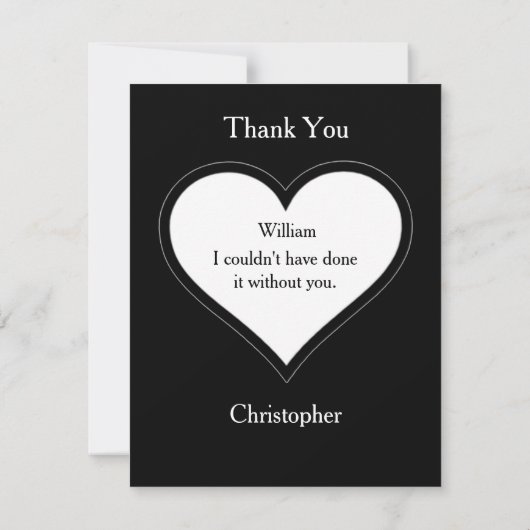 Groomsman Monogram +名前クラシックスクリプトクール サンキューカード (裏面)