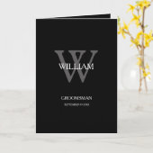 Groomsman Monogram +名前クールありがとう カード (黄色い花)