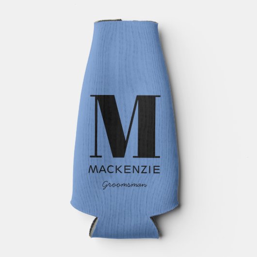 Groomsman Monogram Name Blue ボトルクーラー (正面)