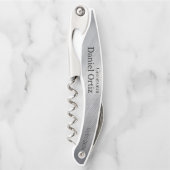 Groomsman Name Date Faux Metallic Texture ソムリエナイフ (正面)