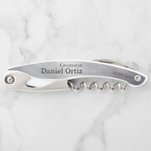 Groomsman Name Date Faux Metallic Texture