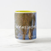 Groomsman Palm Treesパーソナライズされたマグカップ ツートーンマグカップ (中央)