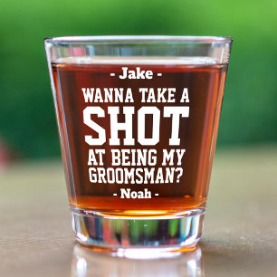 Groomsman Proposalホワイトタイポグラフィ結婚ズTake A ショットグラス