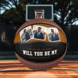 Groomsman Proposal 3 Photo Brown & Black ミニバスケットボール