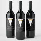 Groomsman Proposal Black フェイク金ゴールドTime to Suet Up ワインラベル (ボトル)